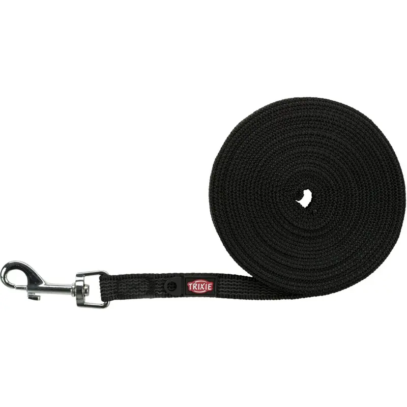Trixie Tracking leash, rubberised, S??M: 5 m/15 mm, black