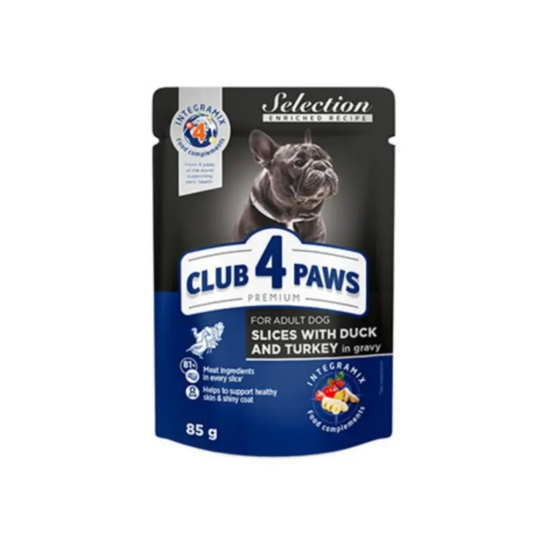 CLUB 4 PAWS Premium Pouches "Slice with Duck & Turkey in Gravy"