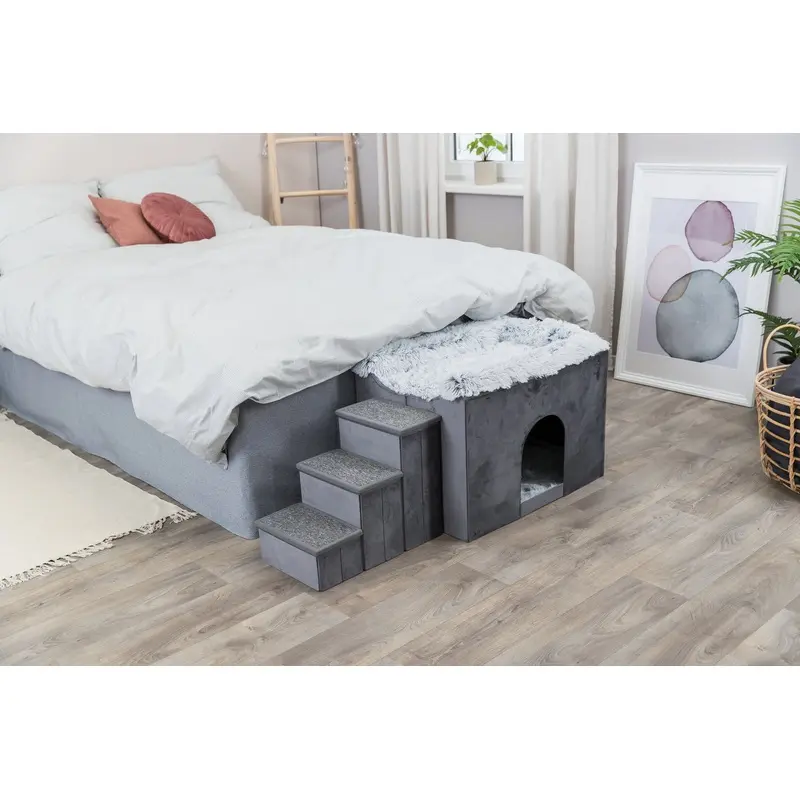 Trixie Harvey cave with steps, 119 x 47 x 50 cm, grey/white-black