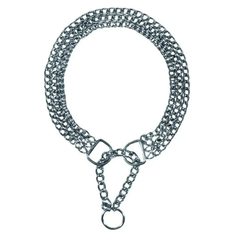 Trixie Choke chain, triple row, strain relief, chrome, 50 cm/2.5 mm