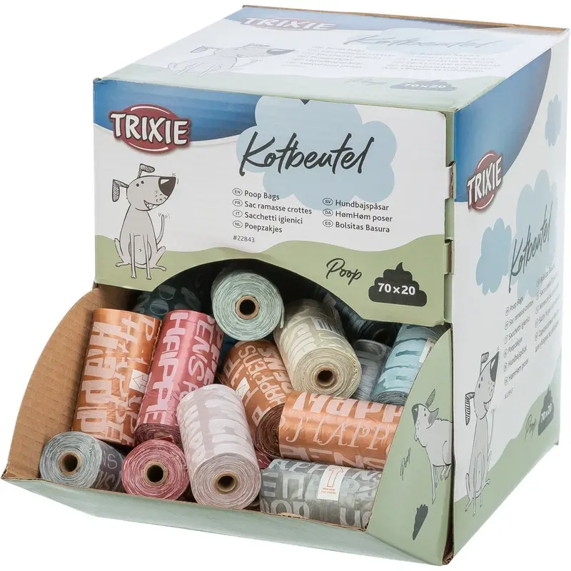 Trixie Dog Pick Up display for dog dirt bags, 70 rolls of 20 pcs., sorted