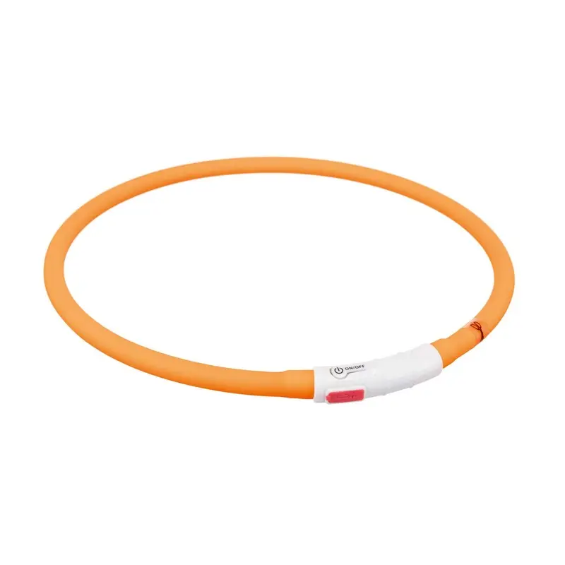Trixie Flash light ring USB, silicone, XS-XL: 70 cm/diam. 10 mm, orange
