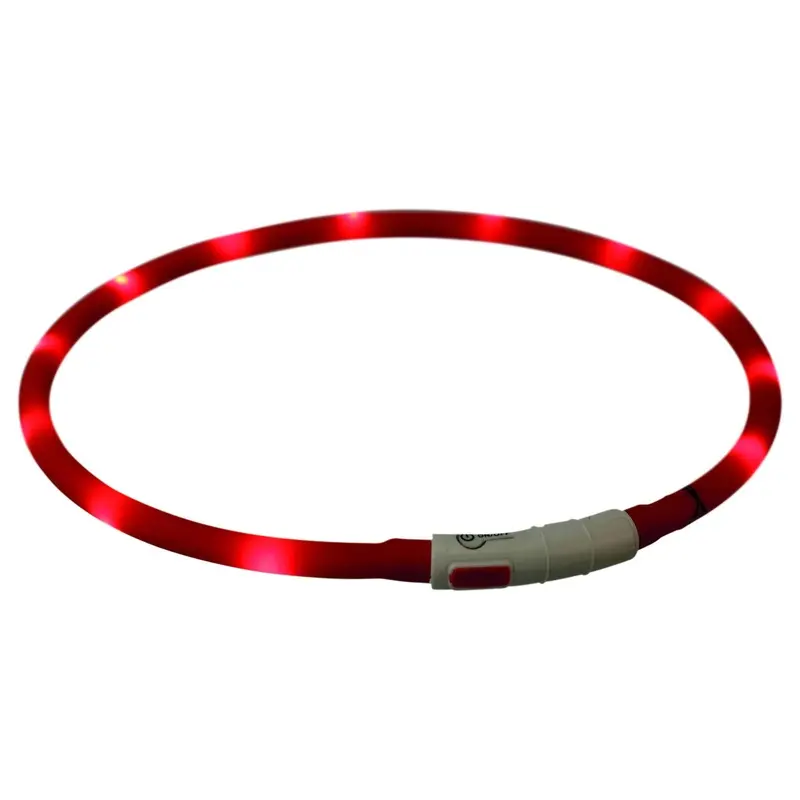Trixie Flash light ring USB, silicone, XS-XL: 70 cm/diam. 10 mm, red