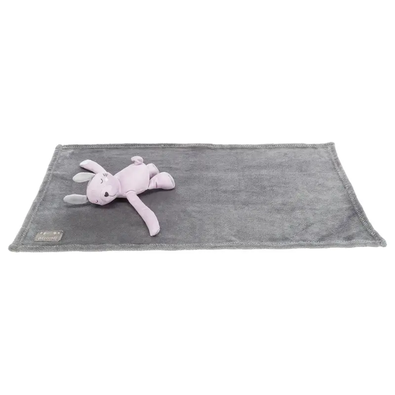 Trixie Junior cuddly set blanket/rabbit, plush, 75 ? 50 cm, grey/light lilac
