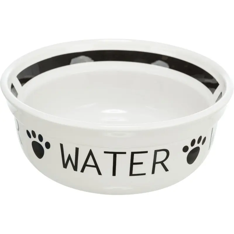 Trixie Water bowl, ceramic, 1.6 l/diam 20 cm, white/black