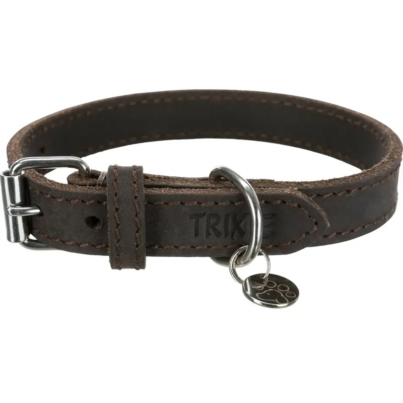 Trixie Rustic fatleather collar, XS ??S: 27 ??34 cm/18 mm, dark brown