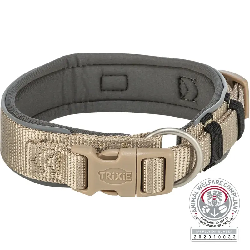 Trixie Premium collar, extra wide, XSS: 2735 cm/25 mm, sand/graphite
