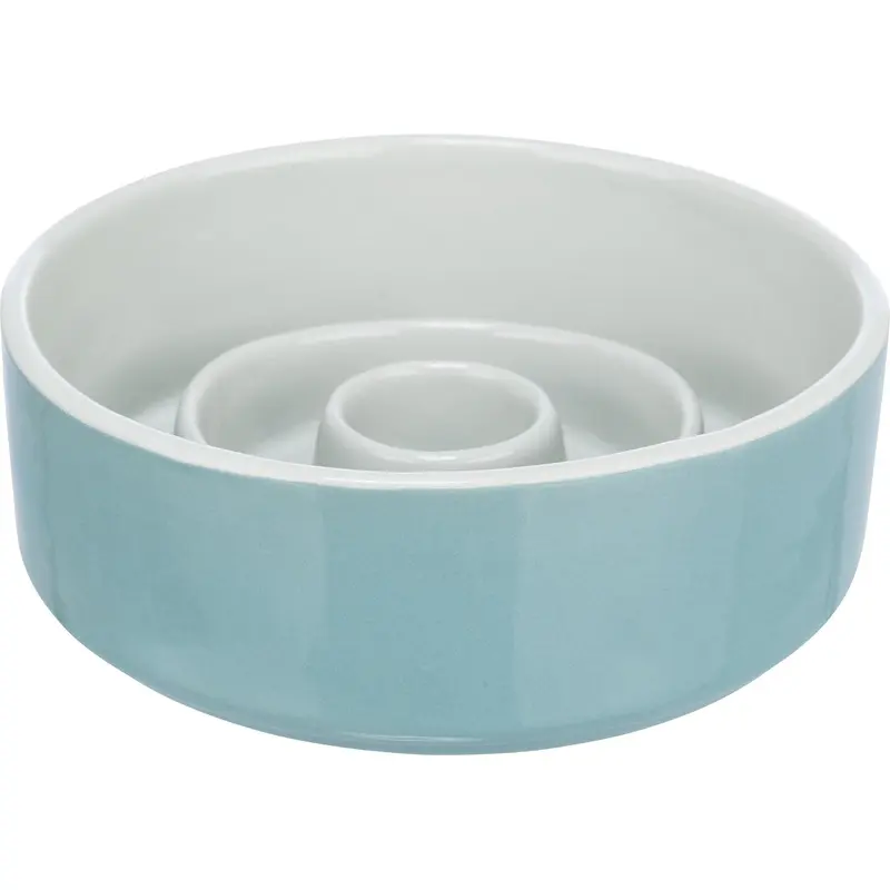 Trixie Slow Feeding bowl ceramic, 0.45 l/ 14 cm, grey/blue