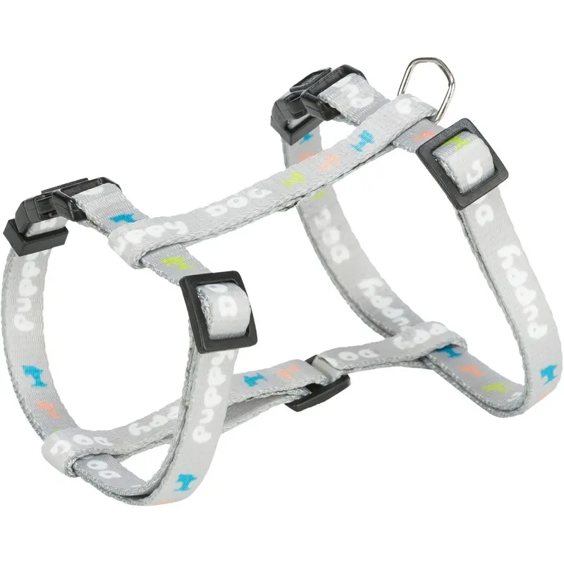 Trixie Junior puppy harness with leash, M??L: 27??45 cm/10 mm, 2.00 m, light grey