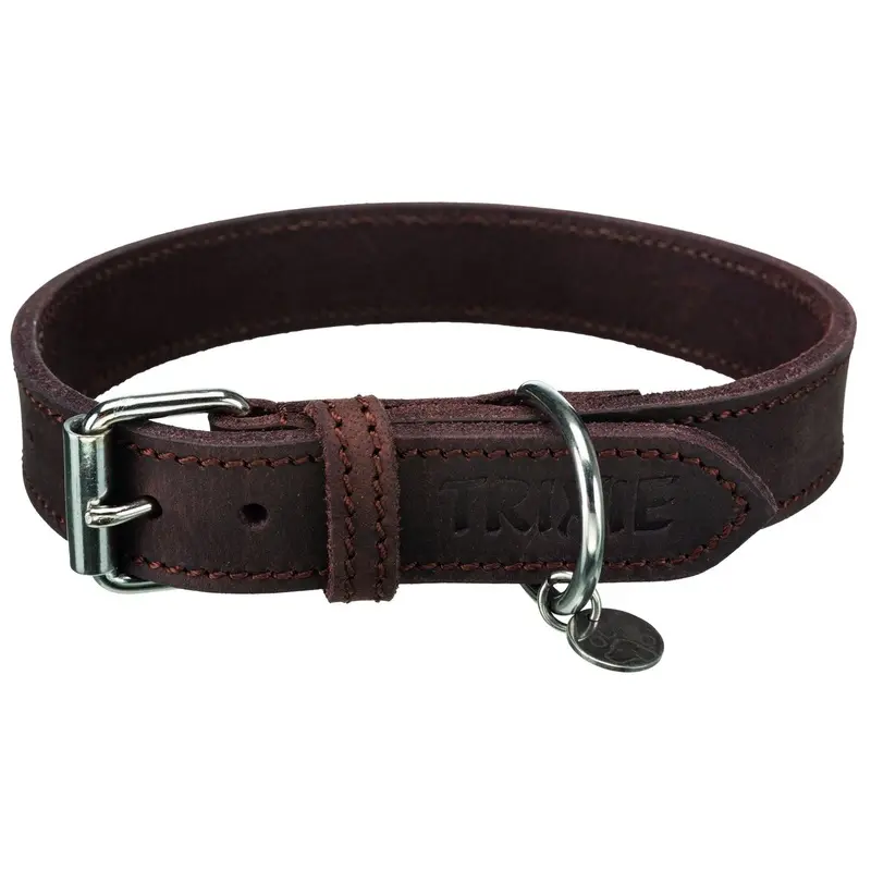 Trixie Rustic fatleather collar, L-XL: 57-66 cm/30 mm, dark brown