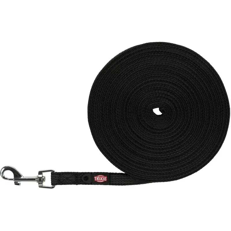 Trixie Tracking leash, rubberised, S??M: 10 m/15 mm, black