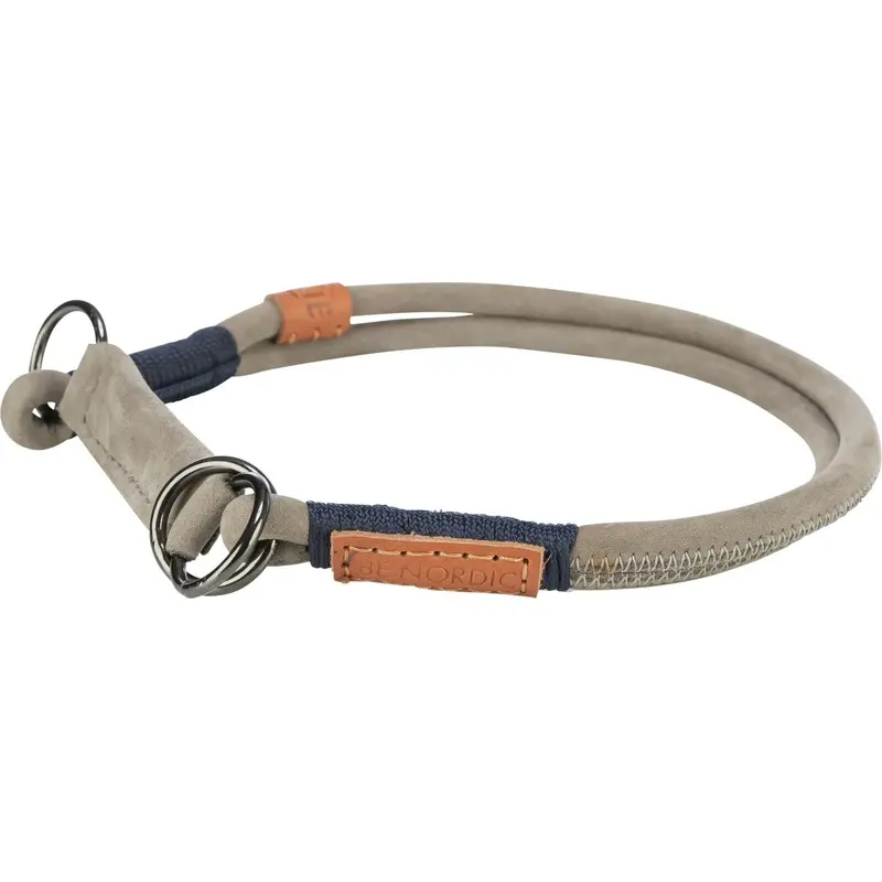 Trixie BE NORDIC semi-choke, leather, M: 45 cm/ 8 mm, grey