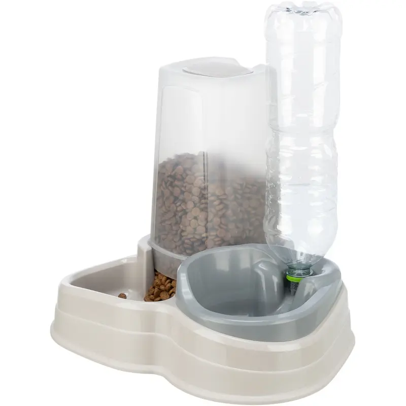 Trixie Food and water dispenser, plastic, 3.5 l/37 ? 32 ? 31 cm, grey/taupe