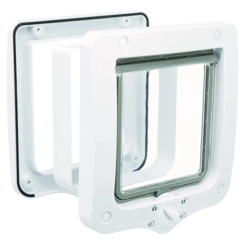 Trixie 4-Way cat flap, with tunnel, 20 x 22 cm, white
