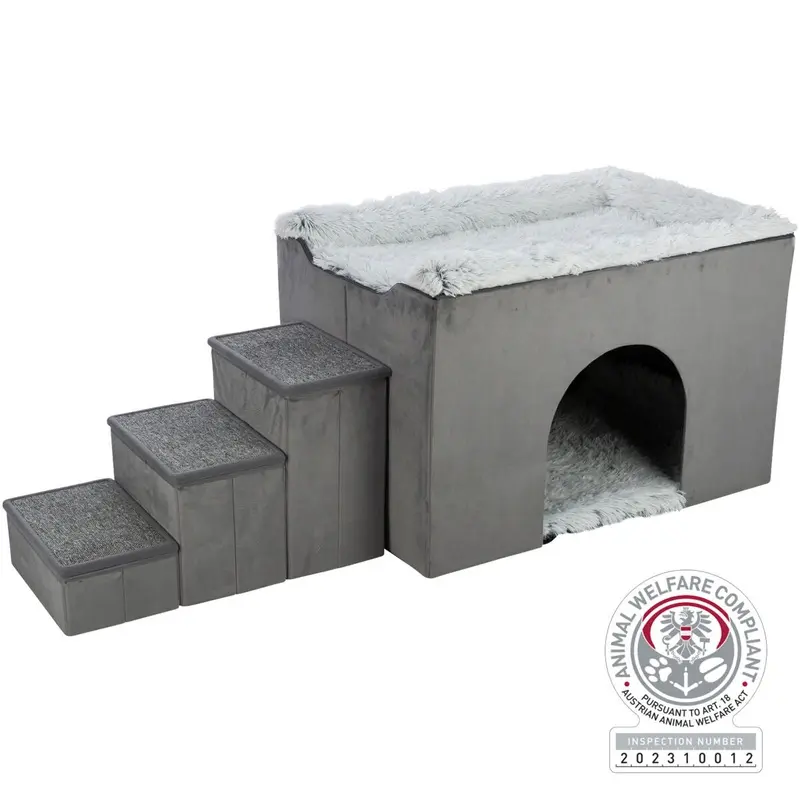 Trixie Harvey cave with steps, 154 ? 60 ? 60 cm, grey/white-black