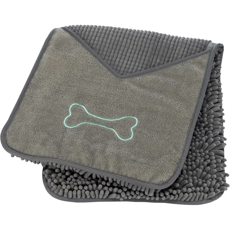 Trixie Towel with mitt pockets, microfibre, 78 ? 32 cm, grey