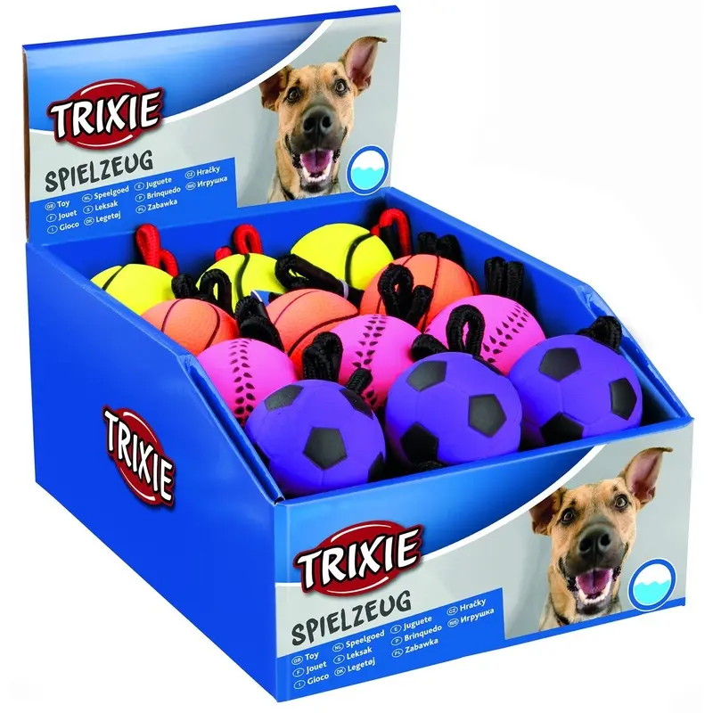Trixie 24 sport balls on a rope, foam rubber, floatable, diam. 6 cm/30 cm