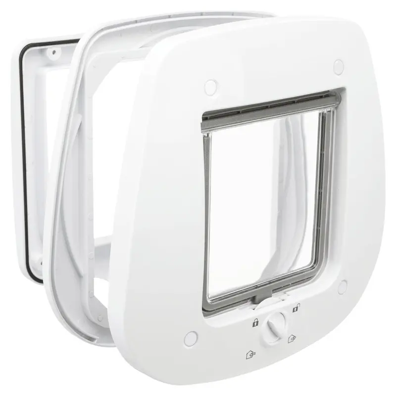 Trixie 4-Way cat flap, for glass doors, 27 x 26 cm, white