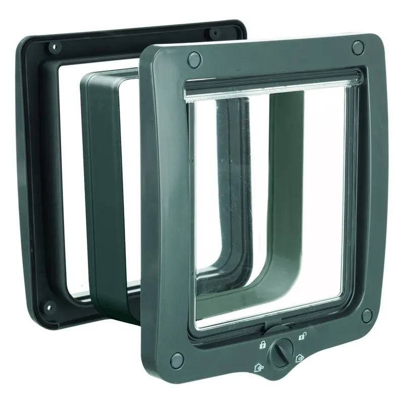 Trixie 4-Way cat flap, with tunnel, XL: 24 x 28 cm, grey