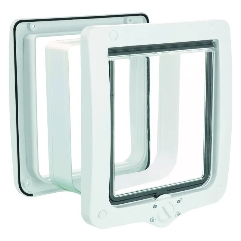 Trixie 4-Way cat flap, with tunnel, XL: 24 x 28 cm, white