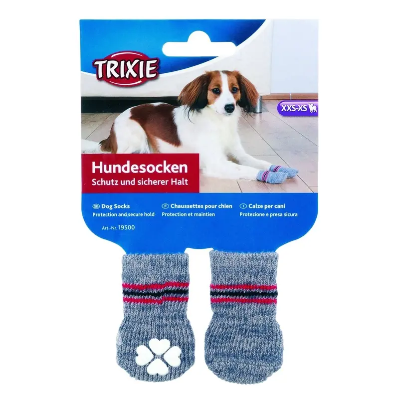 Trixie Dog socks, non-slip, XXS-XS, 2 pcs., grey