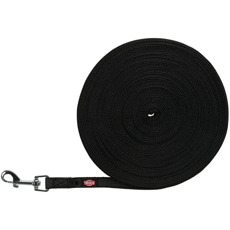 Trixie Tracking leash, rubberised, S??M: 15 m/15 mm, black