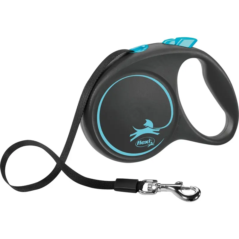 Trixie flexi BLACK DESIGN, tape leash, S: 5 m, blue