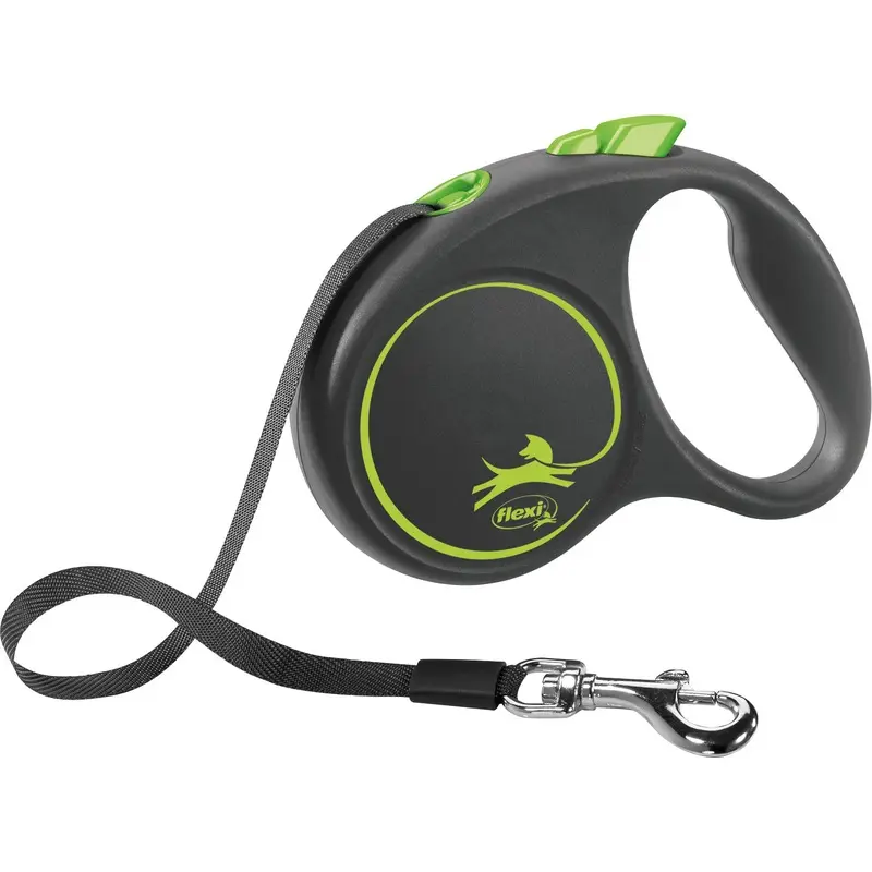 Trixie flexi BLACK DESIGN, tape leash, S: 5 m, green