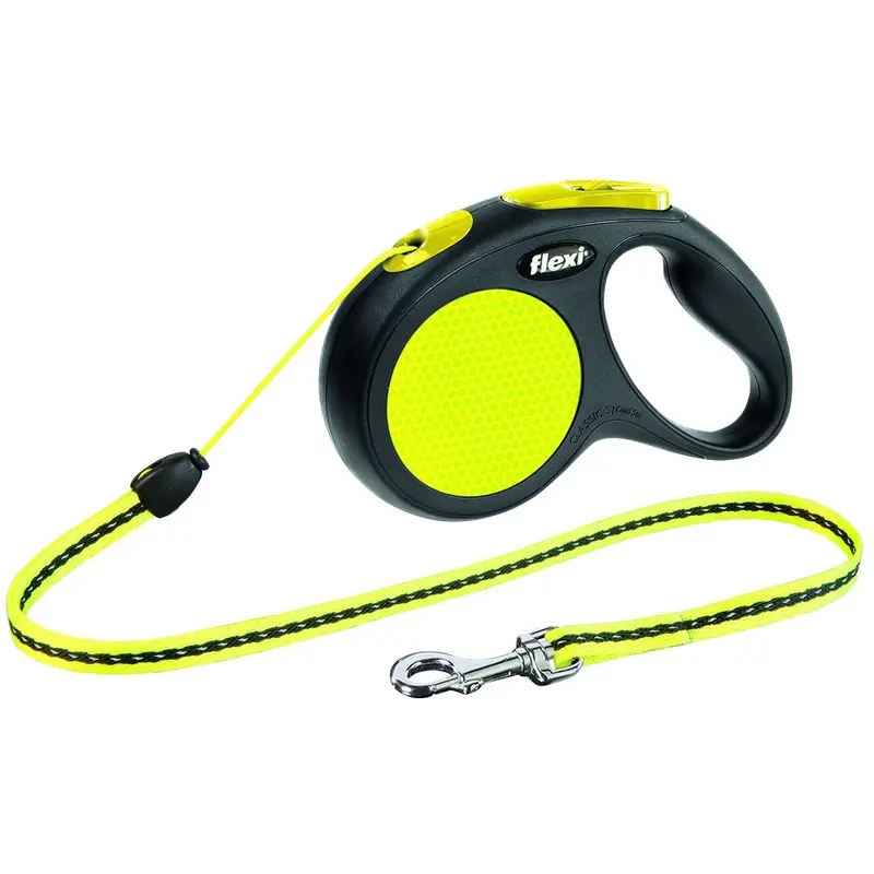 Trixie flexi New NEON, cord leash, S: 5 m, black/neon