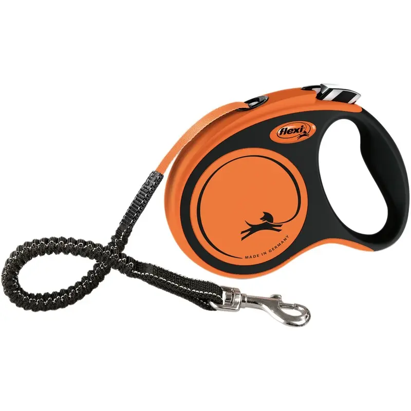 Trixie flexi XTREME, tape leash, S: 5 m, black/orange