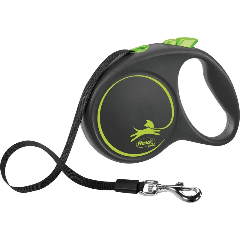 Trixie flexi BLACK DESIGN, tape leash, L: 5 m, green