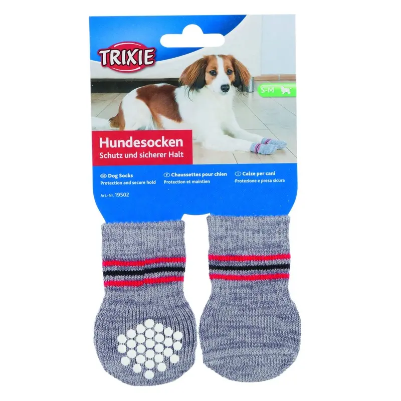 Trixie Dog socks, non-slip, S-M, 2 pcs., grey