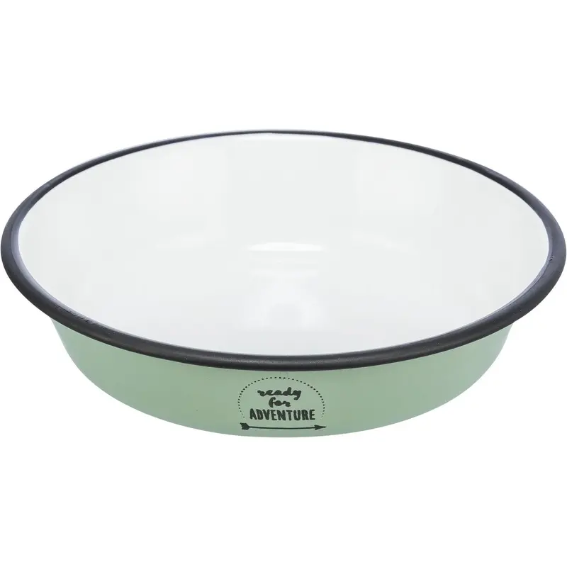 Trixie Bowl flat enamel/stainless steel, 0.2 l/ 12 cm, green