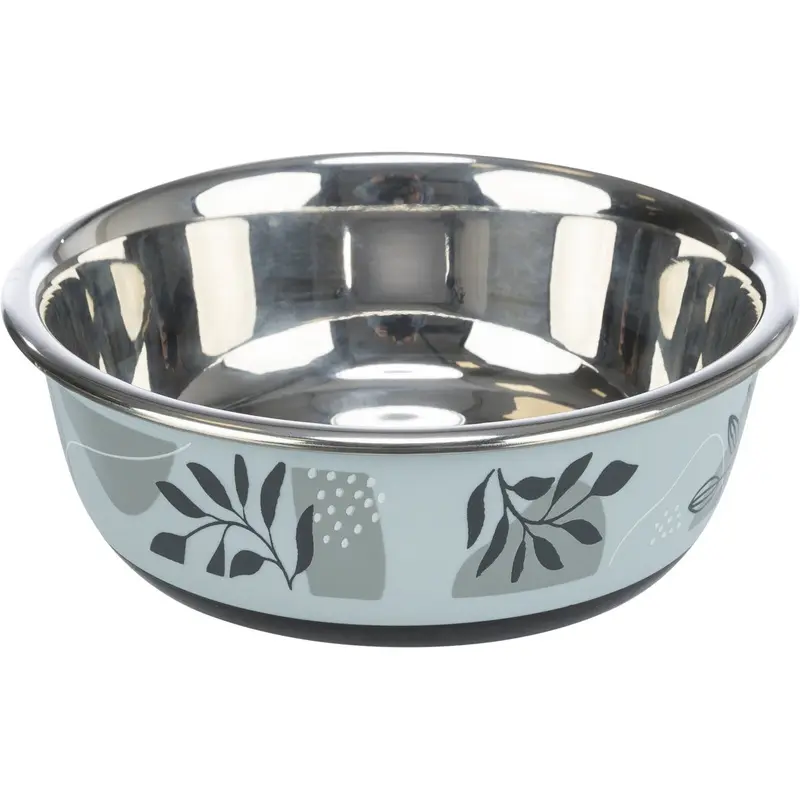 Trixie Bowl, stainless steel/plastic/rubber, 0.4 l/ 14 cm, blue-grey