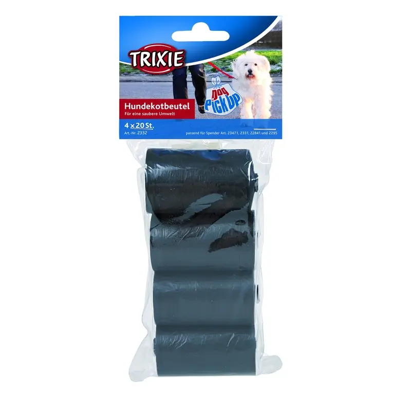 Trixie Dog Pick Up dog dirt bags, M, 4 rolls of 20 pcs., black