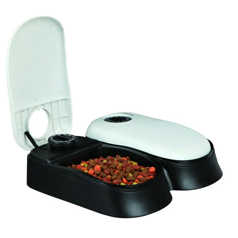 Trixie TX2 automatic food dispenser, 2 x 300 ml/27 x 7 x 24 cm, black/granite