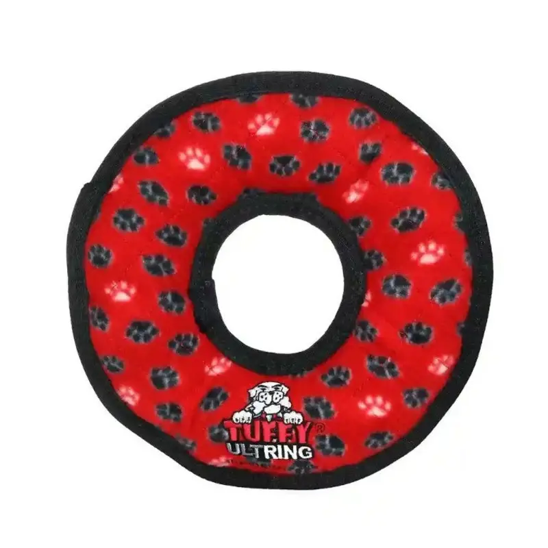 TUFFY- World's Tuffest Soft Dog Toy- Ultimate Gear Ring, red