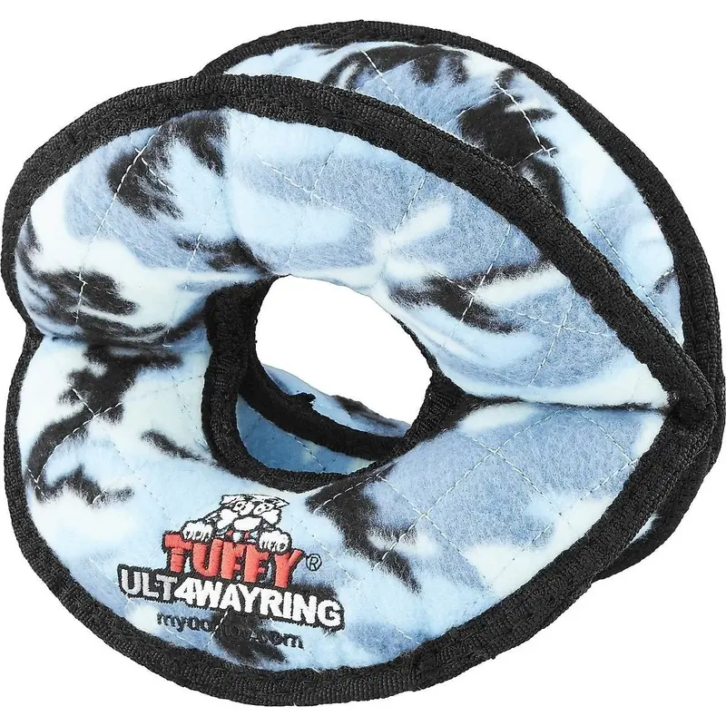 Tuffy Ultimate 4 Way Ring Dog Toy - blue camo