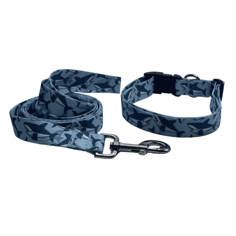 Blue Sharks Dog Collars & Leads (5/8" wide)