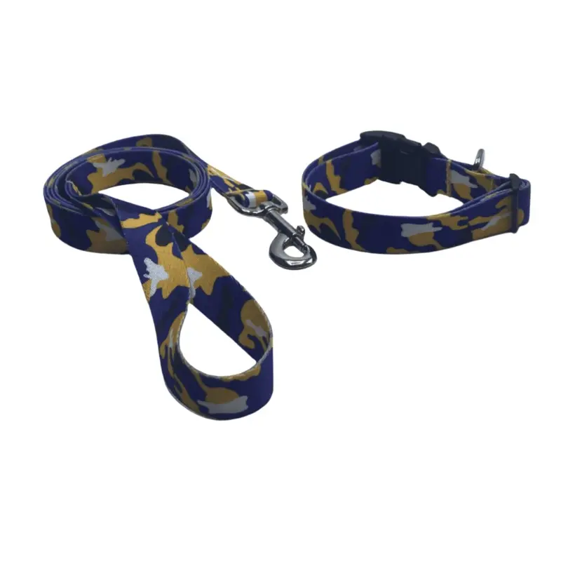Purple And Yellow Camo Dog Collars & Leads (1" Wide)
