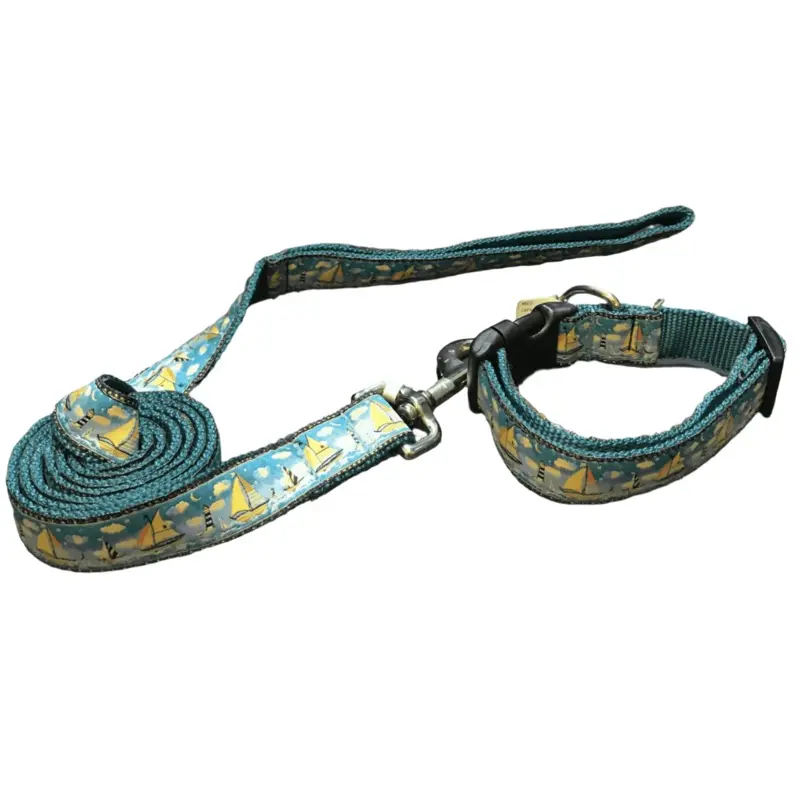 Let's Sail Away Dog Collars or leads (1" Wide)