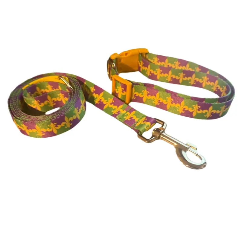 Mardi Gras FDL Nylon Collars or Leads (1" Wide)