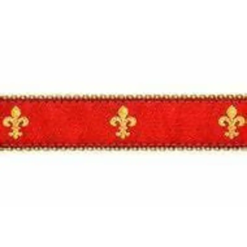 Red Fleur De Lis Dog Collars, Harnesses, & Leads