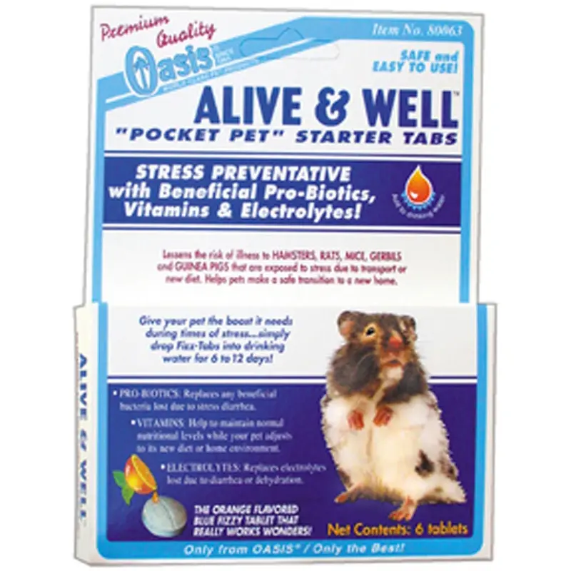 Oasis Alive & Well Probiotic Treatment Fizz-Tablets for Small Animals 6 Count