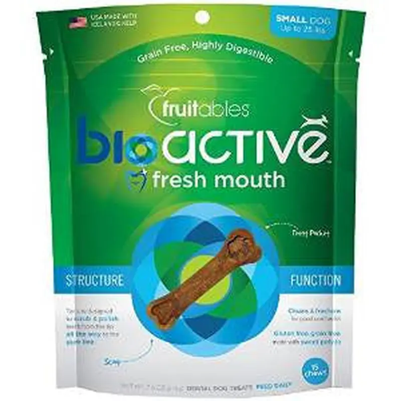 Fruitables BioActive Fresh Mouth Dental Chews Small 15 ct Pouch 7.3Z C=8 
