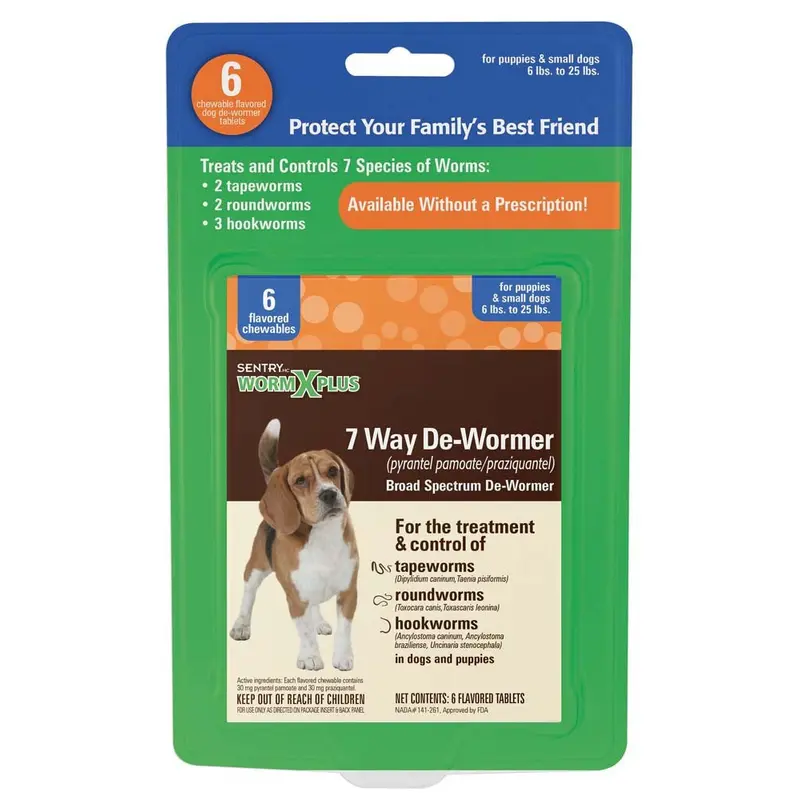 SENTRY Worm X Plus 7 Way De-Wormer for Small Dogs 6 Count