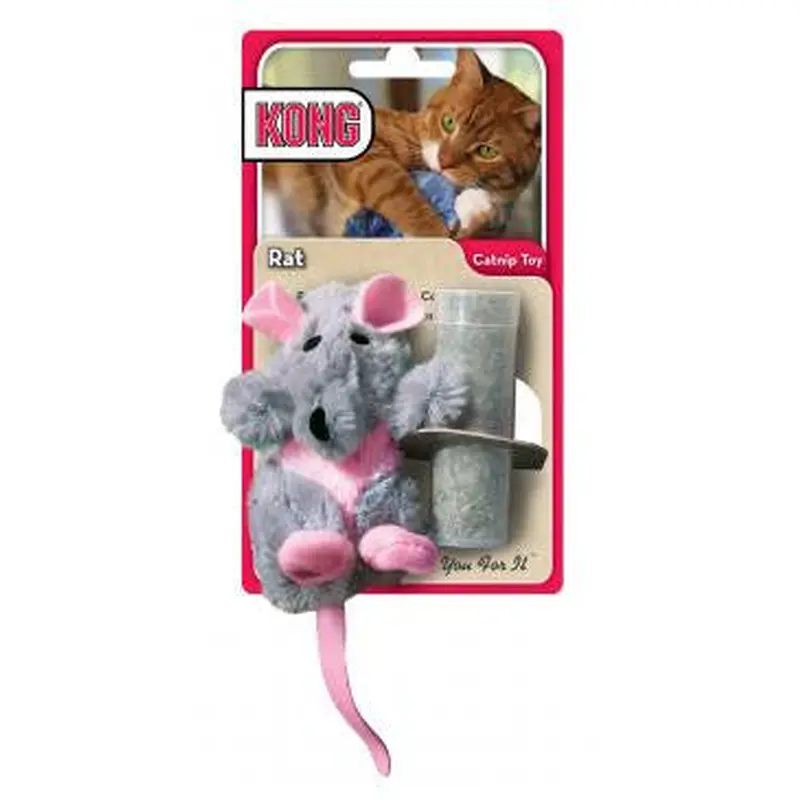 KONG Refillable Feather Rat Catnip Cat Toy Grey One Size