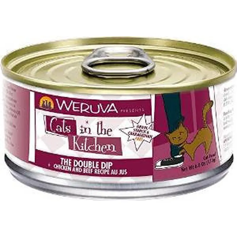 Weruva Chicken & Beef Recipe Au Jus Cans The Double Dip Cat 24/6.0oz. 