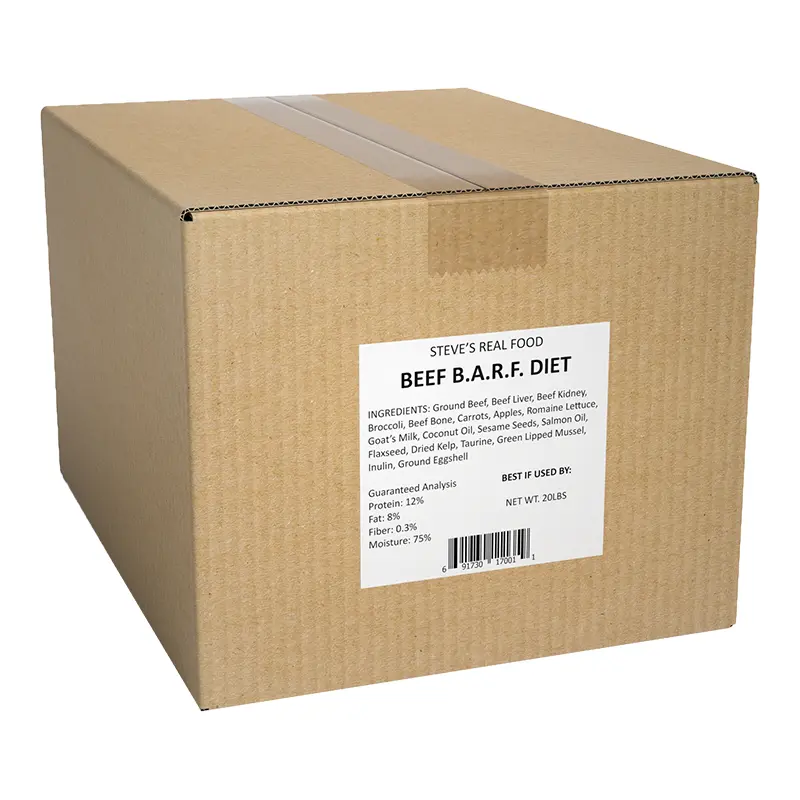 Steve's Real Food Dog Barf Frozen Beef Patties Bulk 20lb 