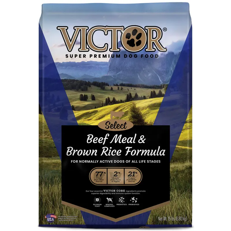 Victor Super Premium Dog Food Select Dry Dog Food Beef Meal & Brown Rice 15lb